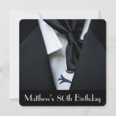 Black Tuxedo Mannen 80th Birthday Party Invitation Kaart (Voorkant)
