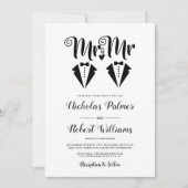 Black tuxedo Mr and Mr two grooms gay wedding Kaart (Voorkant)