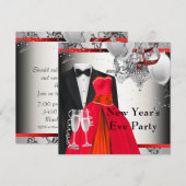 Black Tuxedo Red Dress Party Kaart (Voorkant / Achterkant)