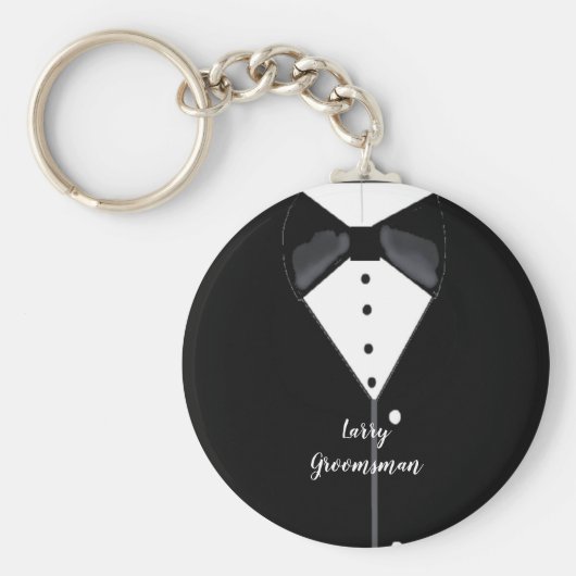 Black Tuxedo Specialized Groomsman Sleutelhanger (Voorkant)