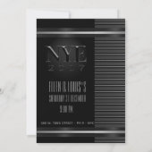 Black Tuxedo Stripe NYE Formele legante uitnodigin Kaart (Achterkant)