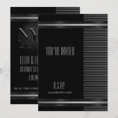 Black Tuxedo Stripe NYE Formele legante uitnodigin Kaart (Voorkant / Achterkant)