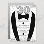 Black Tuxedo Suit Silver Mannen 30th Birthday Part Kaart<br><div class="desc">Black Tuxedo Suit Silver Mannen 30th Birthday Party Invitation Variations to the uitnodiging and matching items in onze winkel</div>