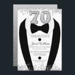 Black Tuxedo Suit Silver Mannen 70th Birthday Part Kaart<br><div class="desc">Black Tuxedo Suit Silver Mannen 70th Birthday Party Invitation Variations to the uitnodiging and matching items in onze winkel</div>