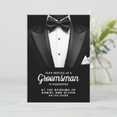 Black Tuxedo Tux Groomsman Aanvraag Kaart (Staand voorkant)