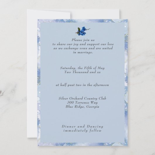 Black Tuxedos Blue Boutonniere Wedding Kaart (Achterkant)