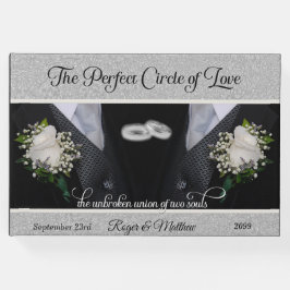 Black Tuxes en Ringen Gay Bruiloft Twee Grooms Gastenboek