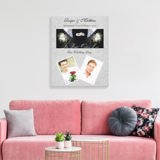 Black Tuxes Two Grooms Weddenschap met Foto's Canvas Afdruk (Insitu (Woonkamer))