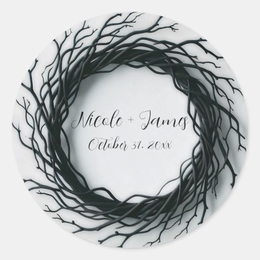 Black Twig Elegante Herfst Halloween Dinner Party Ronde Sticker (Voorkant)