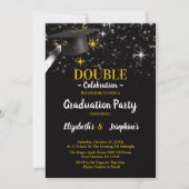 Black Two Graduates Dubbel Afstudeerfeest 2025 Kaart (Voorkant)