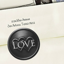 Black Two Hearts Intertwined Wedding Ronde Sticker