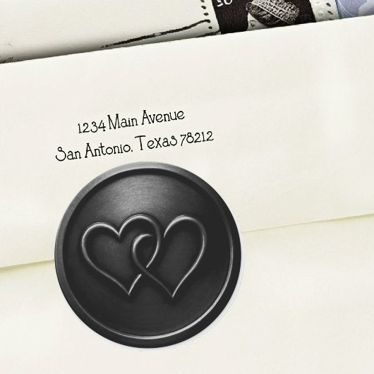 Black Two Hearts Intertwined Wedding Ronde Sticker