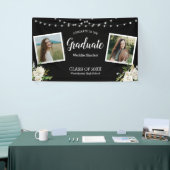 Black Two Photo Floral String Lights Afstuderen Ba Spandoek (Beurs)