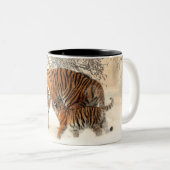 Black Two-Tone Mok met vingerafdruk van de tijgerf (Voorkant rechts)