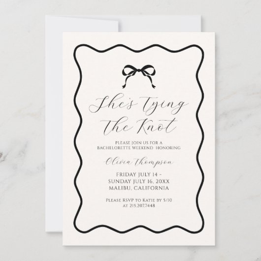 Black Tying The Knot Bow vrijgezellenfeest Kaart (Voorkant)