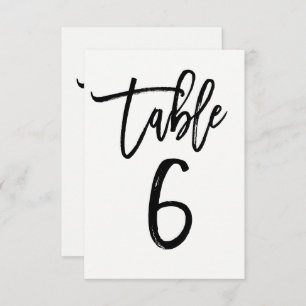 Black Type Trendy Modern Script Table Number 6 Kaart