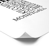 Black Typografische Map of Co. Offaly, Ierland Poster (Hoek)