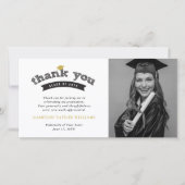 Black Typography Bold Sketch Gradup Cap Bedankkaart (Voorkant)