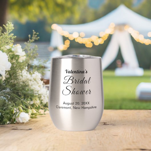 Black Typography Bridal Shower Wine Tumbler (Bruiloft (Gedraaid)  )