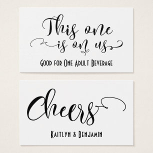Black Typography Drink Tickets met bewerkbare kleu Visitekaartje