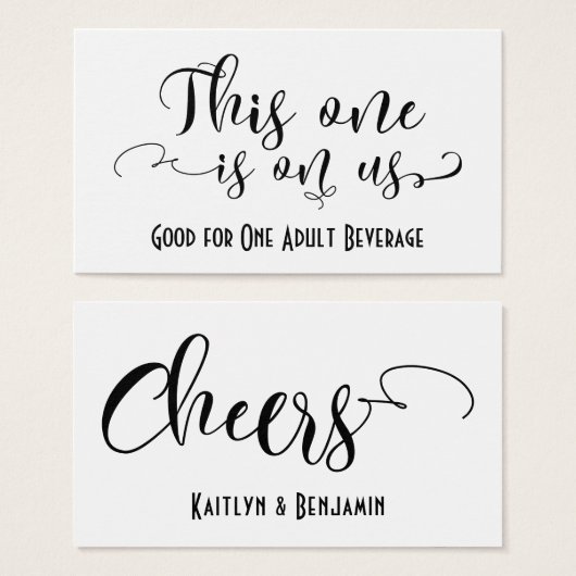 Black Typography Drink Tickets met bewerkbare kleu Visitekaartje (Voorkant /achterkant)