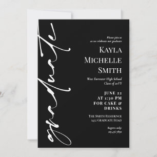 Black Typography Graduation Party Kaart