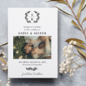 Black Typography Laurel Wreath Monogram Foto Save The Date