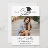 Black Typography Photo Afstuderen Save the Date (Voorkant)