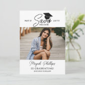 Black Typography Photo Afstuderen Save the Date (Staand voorkant)