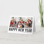 Black Typography Photo Collage Happy Nieuwjaar Feestdagen Kaart (Voorkant)
