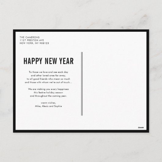 Black Typography Photo Collage Happy Nieuwjaar Feestdagenkaart (Achterkant)