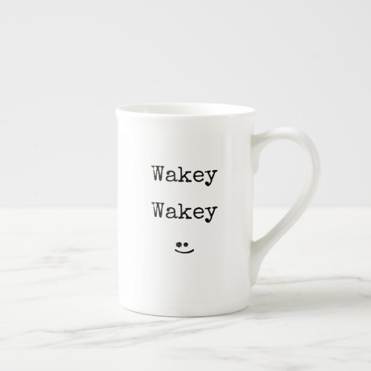 Black Typography Phrase Wakey Wakey Porselein Kop (Rechts)