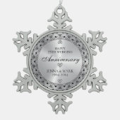 Black Typography Silver Grey 25th Jubileum Tin Sneeuwvlok Ornament (Voorkant)