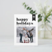 Black Typography Snowflakes Prettige feestdagen Fo (Staand voorkant)