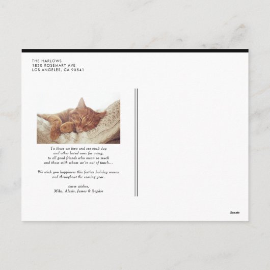 Black Typography Snowflakes Prettige feestdagen Fo (Achterkant)