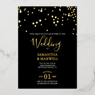 Black Typography Wedding Folie Invitation Uitnodiging