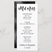 Black Typography Wedding Menu met Bokeh Back (Voorkant / Achterkant)