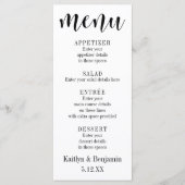 Black Typography Wedding Menu met Bokeh Back (Voorkant)