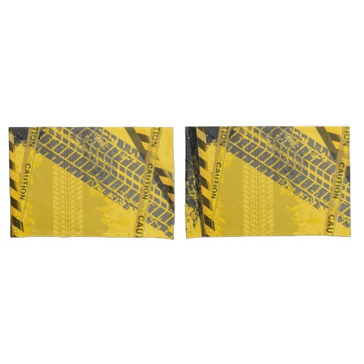 Black Tyre Track spoor geel terug Kussensloop (Voorkant-Set)