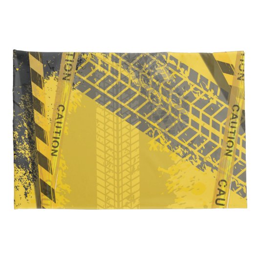 Black Tyre Track spoor geel terug Kussensloop (Achterkant-Rechts)