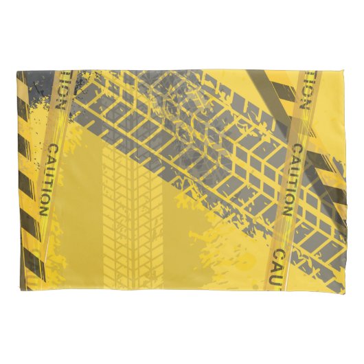 Black Tyre Track spoor geel terug Kussensloop (Voorkant-Links)