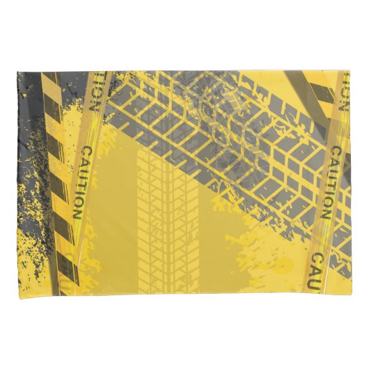 Black Tyre Track spoor geel terug Kussensloop (Voorkant-Rechts)