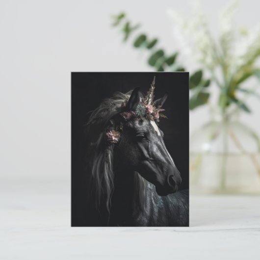 Black Unicorn Briefkaart (Staand voorkant)
