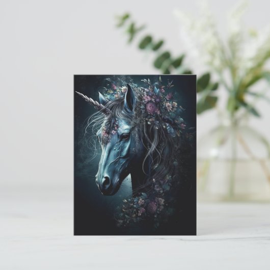 Black Unicorn Briefkaart (Staand voorkant)