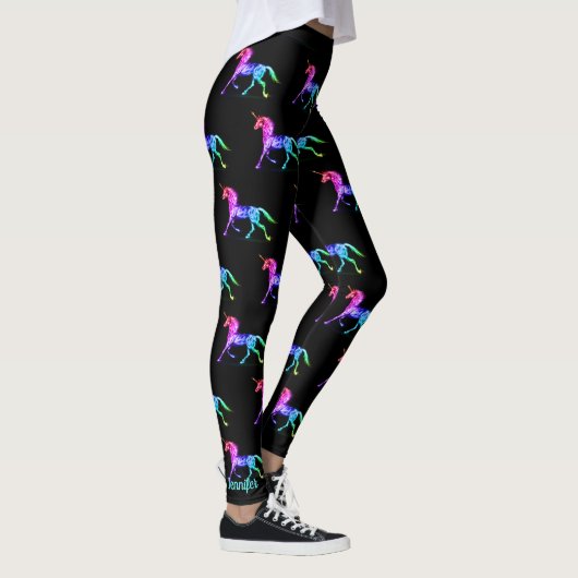 Black Unicorn Custom Name Leggings Yoga Pants (Rechts)