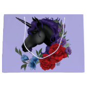 Black Unicorn en Flowers Groot Cadeauzakje (Voorkant)