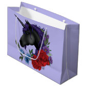 Black Unicorn en Flowers Groot Cadeauzakje (Voorkant Gekanteld)