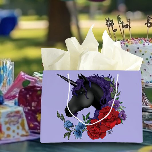 Black Unicorn en Flowers Groot Cadeauzakje