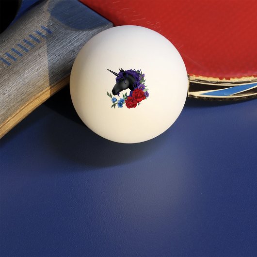 Black Unicorn en Flowers Pingpongbal