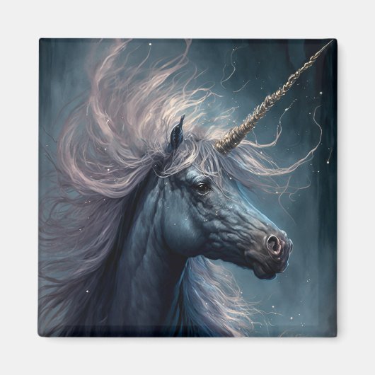 Black Unicorn Fantasy Art Magneet (Voorkant)